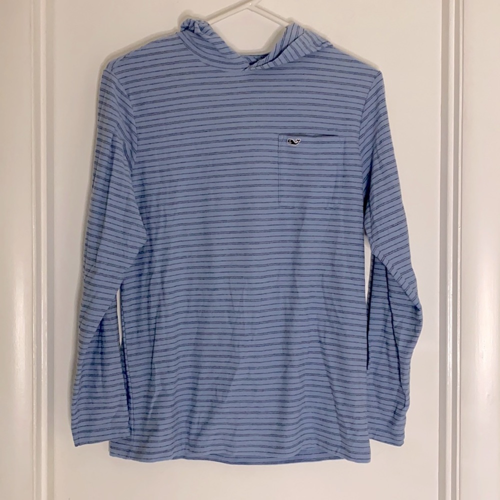 Very very good condition: Boys Vineyard Vines Blue L/S Hoodie Tee, Size L (16)